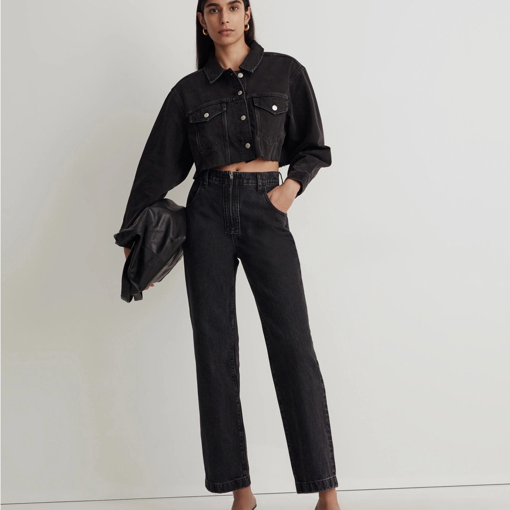 Madewell the perfect vintage wide-leg jean black worn wash: exposed-zip 30 New